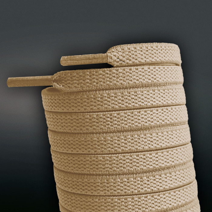 Flade, elastiske snørebånd i lysebrun (no tie)